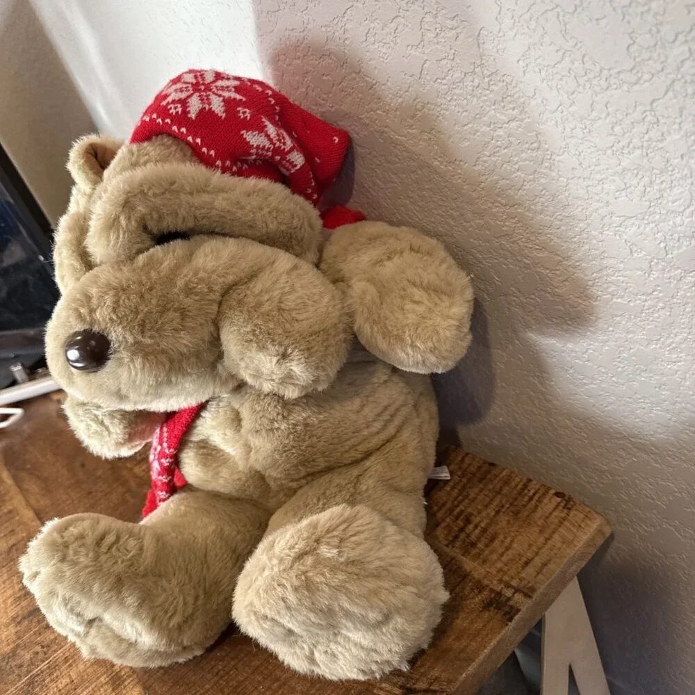 VTG Christmas Plush Shar Pei Dog 1984 Santa Hat Kris Krinkles Target Nostalgic